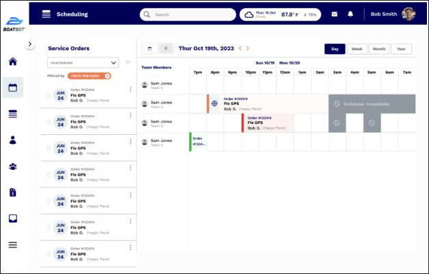 Boatbot scheduling interface screenshot